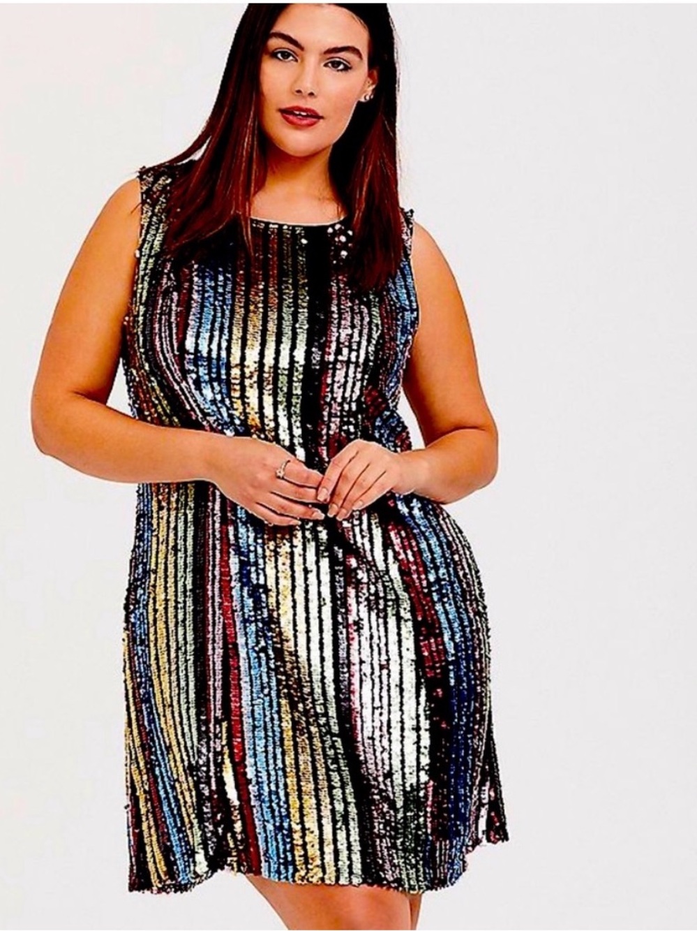 torrid Multicolor Sequin Stripe Mini Dress